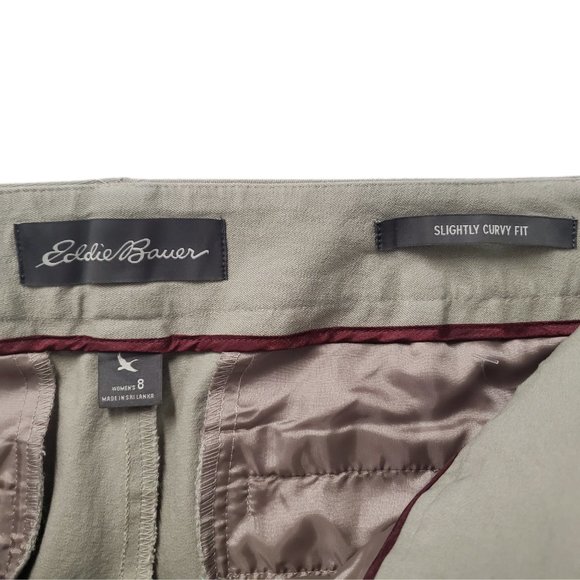Eddie Bauer Pants Slightly Curvy Fit Tan Chino 8% Stretch Size 8 (32X31) Womens - Picture 8 of 10